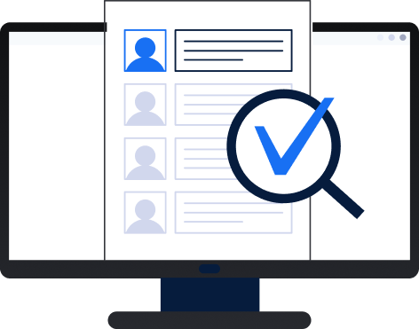 vector image of a desktop in which a user has been found from the list